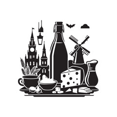 National Cheese Day Silhouette Vector Illustration, Solid White Background.