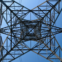 Electricity Pylon low angle view from below