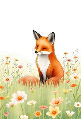 Serene Fox in a Wildflower Meadow