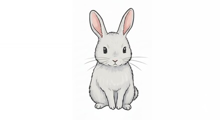Obraz premium Cute light gray rabbit illustration