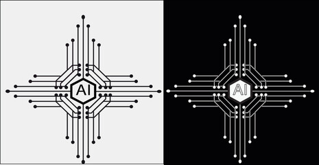 Obraz premium AI circuit vector illustration design symbol logo technology