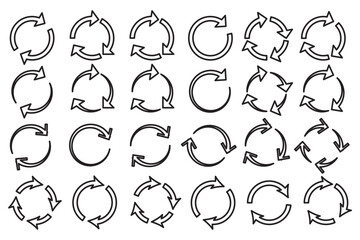 circle arrow icon set. circular arrow icon, refresh, reload arrow icon symbol sign, vector illustration