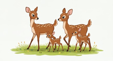 Obraz premium Family of deer illustration