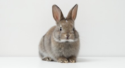 Obraz premium Gray rabbit portrait against white background