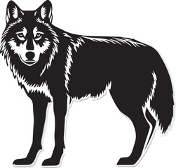 Fototapeta premium Standing Wolf Silhouette in Black and White