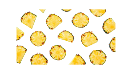 Vibrant Pineapple Slices Pattern on Transparent Background