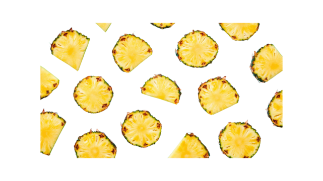 Vibrant Pineapple Slices Pattern on Transparent Background