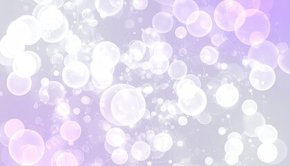 Abstract bubbles floating against a soft lavender gradient background with light flares