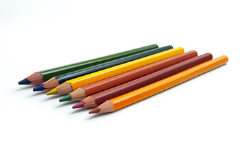 Naklejka premium Colored Pencils Top View on White Background
