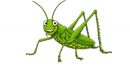 Fototapeta premium Smiling cartoon grasshopper illustration
