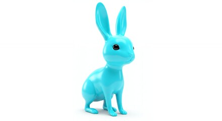 Obraz premium Teal rabbit figurine isolated on white background