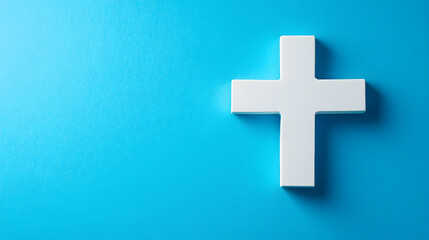 Obraz premium White Cross on Blue Background Representing Faith and Spirituality
