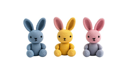 Three Adorable Pastel Crochet Bunny Rabbits - Handmade Toys for Children