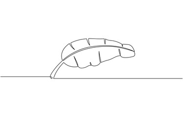 Bird of Paradise Banana Leaf Continuous Line Drawing, One line drawing illustration of banana leaf. Tropical leaf concept line art. Editable outline.