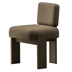 A chair with a brown seat and a brown back