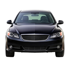 black Car Front View with Transparent Background