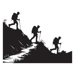 Lone Hiker with Backpack on a Mountain Trail