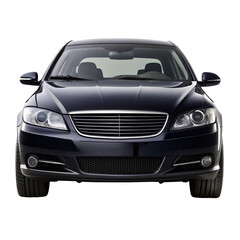 black Car Front View with Transparent Background