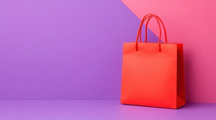 Red Shopping Bag on Purple and Pink Background