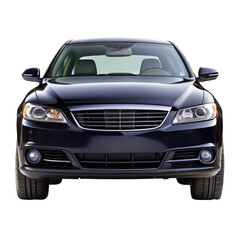 black Car Front View with Transparent Background