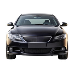 black Car Front View with Transparent Background