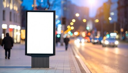 White Billboard in City - Billboard near Road in Metropolis - Highway Ad Background for Mockup and Placement for Advertisement - Vertical Blank Poster Whitebox Template