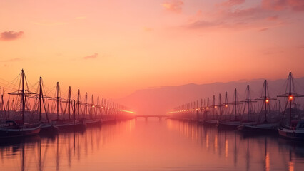 sunset in the harbor