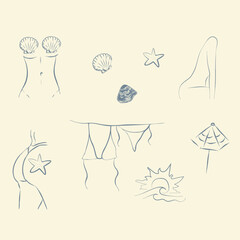 hand drawn summer vector set