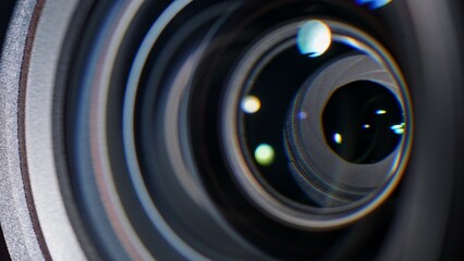 Close Up View of a Camera Lens with Focused Details