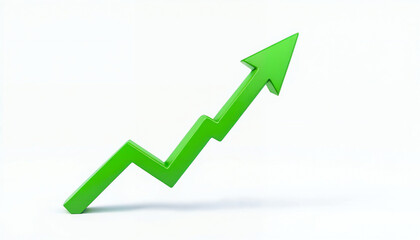 A vibrant, upward-pointing green arrow, symbolizing growth, progress, and success against a simple backdrop.