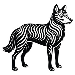 Dingo silhouette line art vector illustration