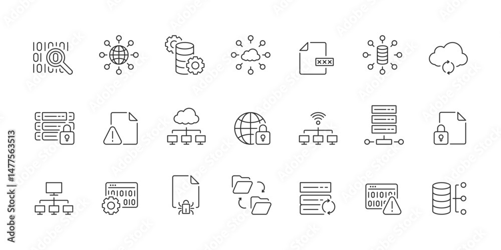 Wall mural this versatile line icon collection represents digital data concepts like research, optimization, ne