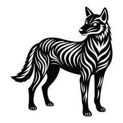 Dingo silhouette line art vector illustration