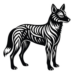 Dingo silhouette line art vector illustration