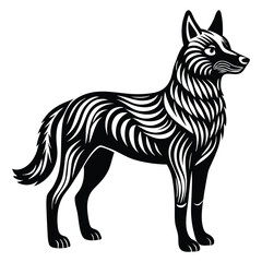 Dingo silhouette line art vector illustration