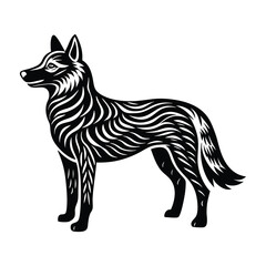 Dingo silhouette line art vector illustration
