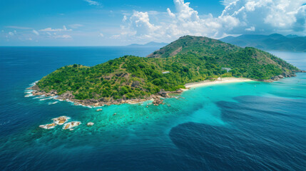 Fototapeta premium Tropical island paradise aerial view