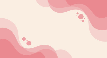 Abstract pink and cream wave background with soft curves and bubbles  