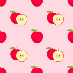 Cartoon red apple seamless pattern