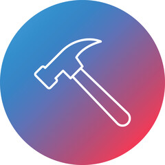 Hammer Line Gradient Circle Background Icon