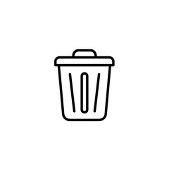 Simple line drawing of a trash can illustration on white background  