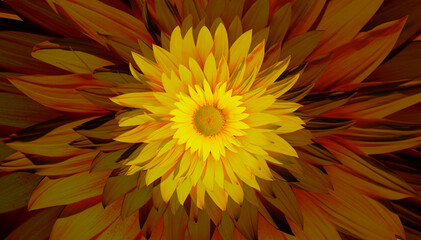 Yellow sunflowers in a border arrangement isolated on sunflower background