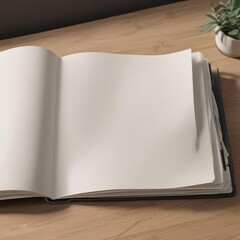 Open vertical photo album with blank pages, ready for design , family album, insert