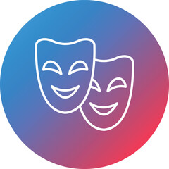 Theater Masks Line Gradient Circle Background Icon