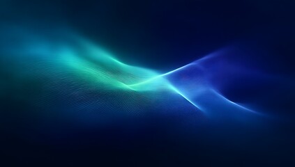 Abstract Blue Green Wave Digital Art Background Design featuring a flowing particle effect ideal for technology websites or presentations.