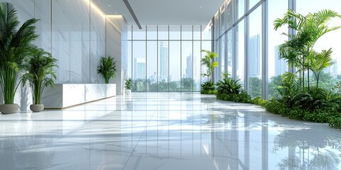 Building lobby with plants