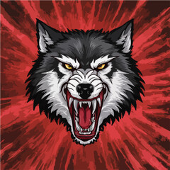 A bold and dynamic wolf head logo vector featuring a howling wolf silhouette inside a circular brush stroke design. Perfect for sports teams, gaming logos, adventure brands, and wildlife-themed projec