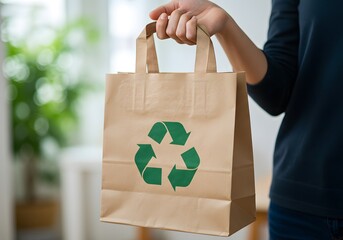 Eco friendly paper bag recycling symbol