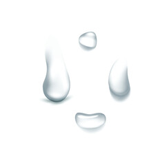 Realistic transparent water drops set. Raindrops on the glass. Isolated vector illustration	