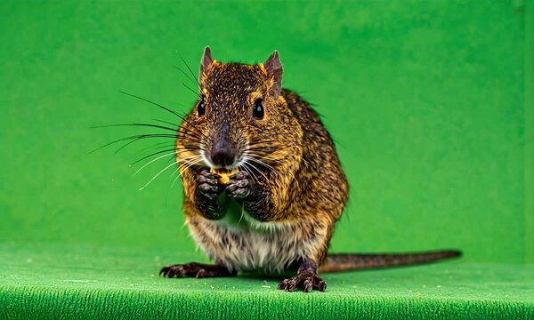 Degus eating on green
